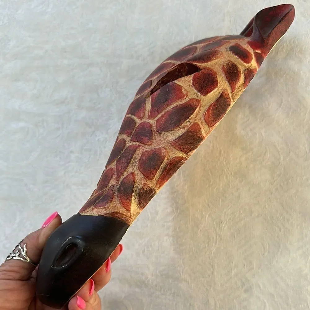 Giraffe Themed Decorative Mask Wall Art Solid Wood